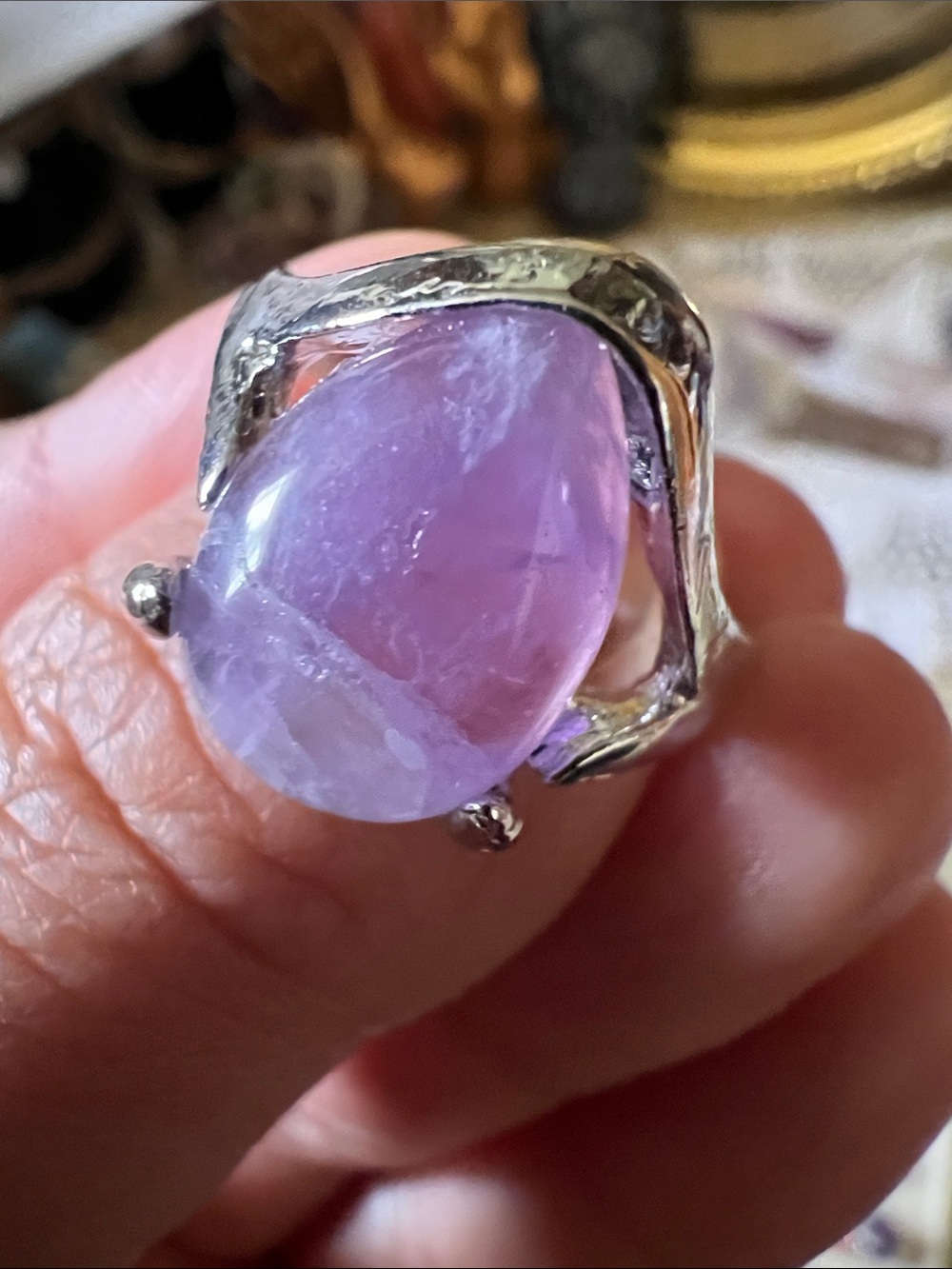 Elegant Amethyst Silver Ring - Size 9